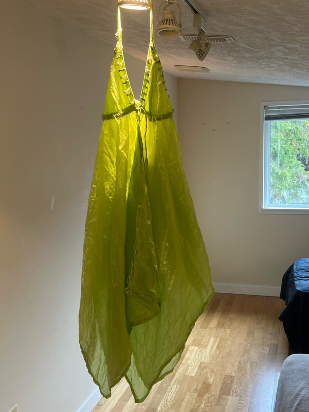 Lime Green Halter Theater Top with Flowing Skirt